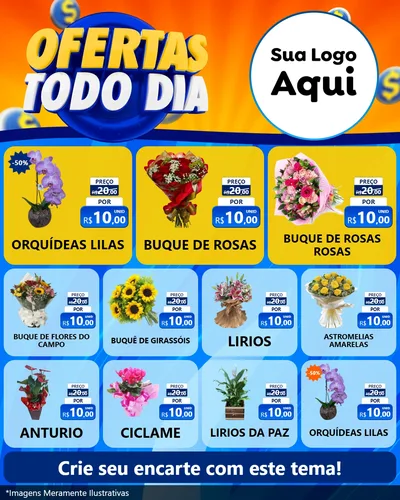 Modelo de Rede Social para Feed Instagram com o tema Ofertas Todo Dia para Floricultura e jardim