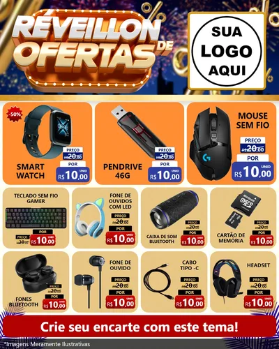 Modelo de Rede Social para Feed Instagram com o tema Réveillon de Ofertas para Informática
