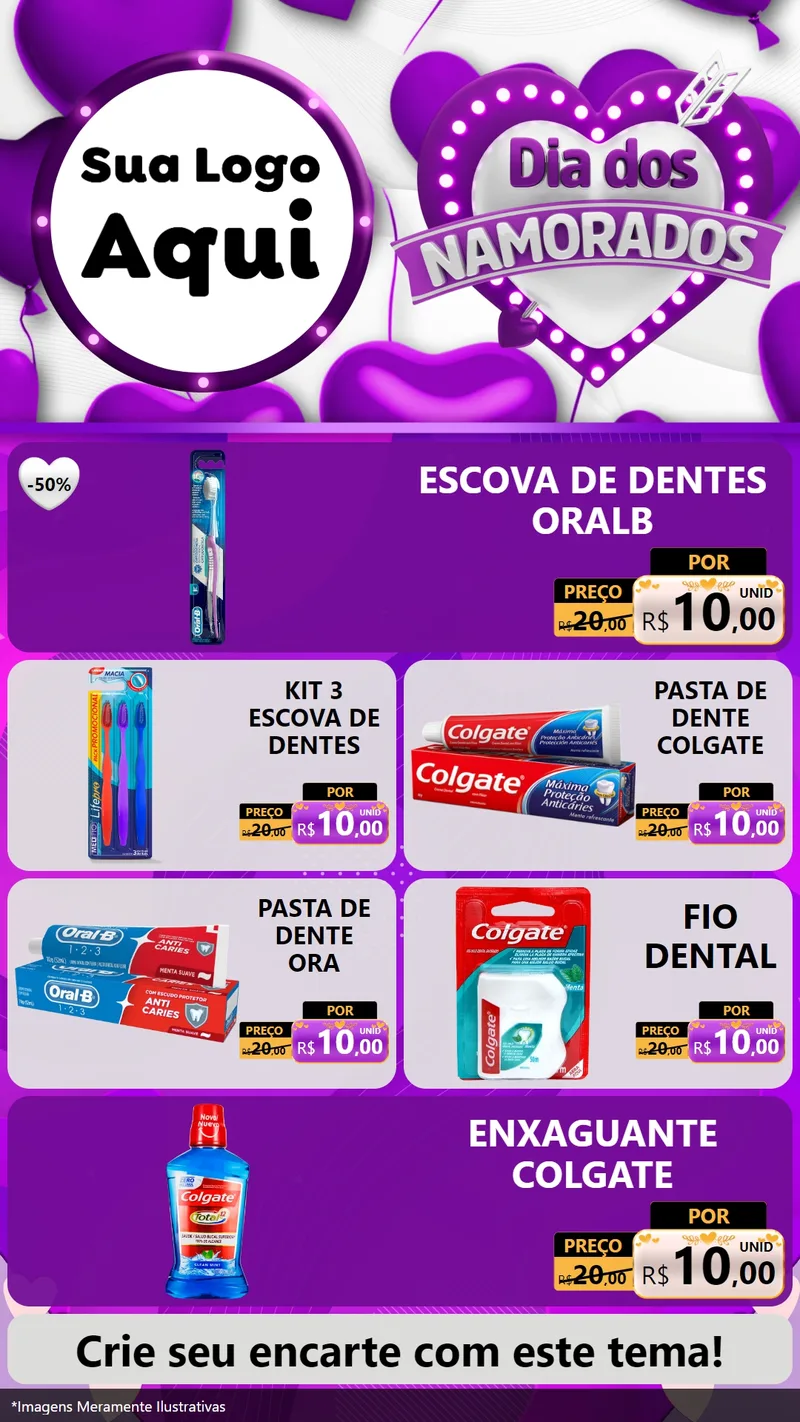 Modelo de TV para TV Vertical com o tema Dia dos Namorados para Higiene Pessoal