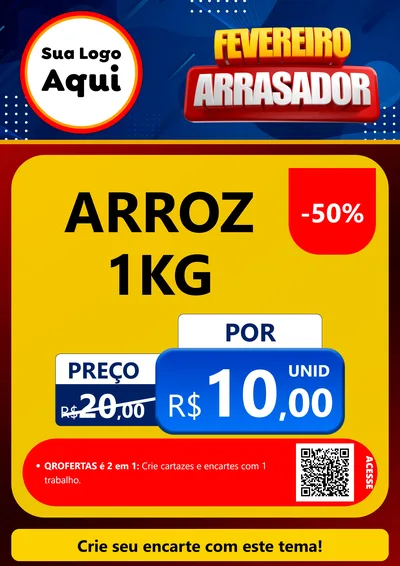 Modelo de Cartaz para Cartaz A4 Vertical com o tema Fevereiro Arrasador para Supermercado