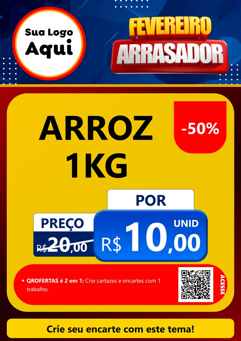 Modelo de Cartaz para Cartaz A4 Vertical com o tema Fevereiro Arrasador para Supermercado