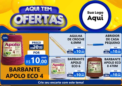Modelo de Encarte para Encarte A4 Horizontal com o tema Aqui Tem Ofertas para Armarinho e Aviamentos