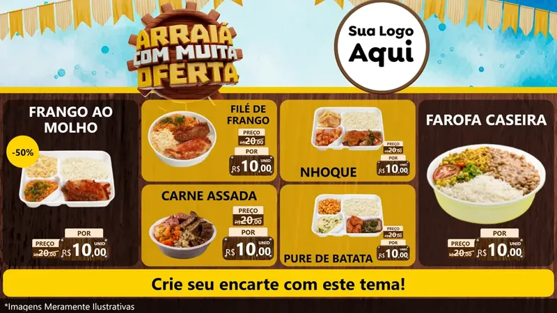 Modelo de TV para TV Horizontal com o tema Ofertas de São João - Junina para Restaurante