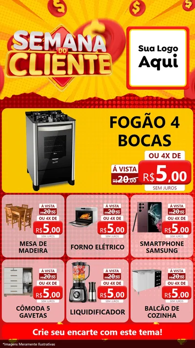Modelo de Rede Social para Stories com o tema Semana do Cliente para Móveis e Eletro