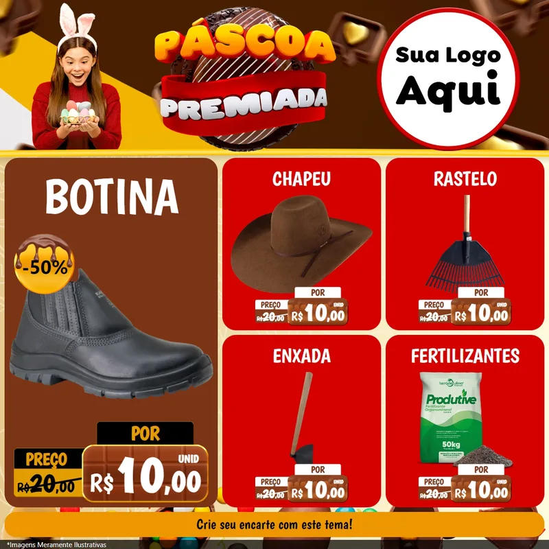 Modelo de Rede Social para Feed Facebook com o tema Páscoa Premiada para Agropecuária