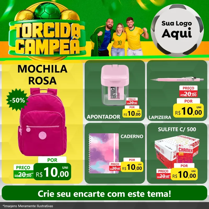 Modelo de Rede Social para Feed Facebook com o tema Torcida Campeã - Copa para Papelaria