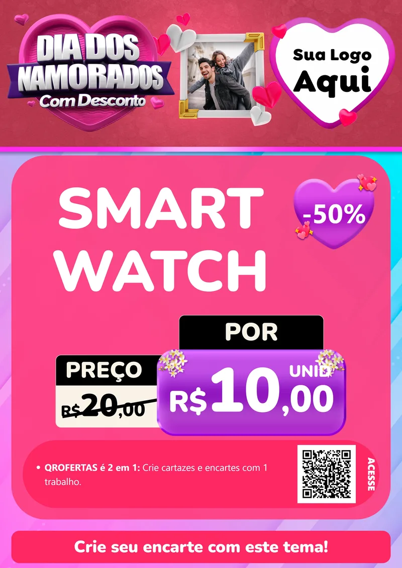 Modelo de Cartaz para Cartaz A4 Vertical com o tema Dia Dos Namorados Com Desconto para Informática