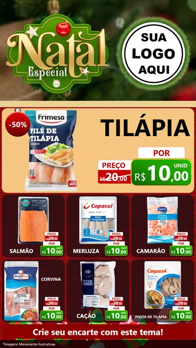 Modelo de Rede Social para Stories com o tema Natal Especial para Peixaria
