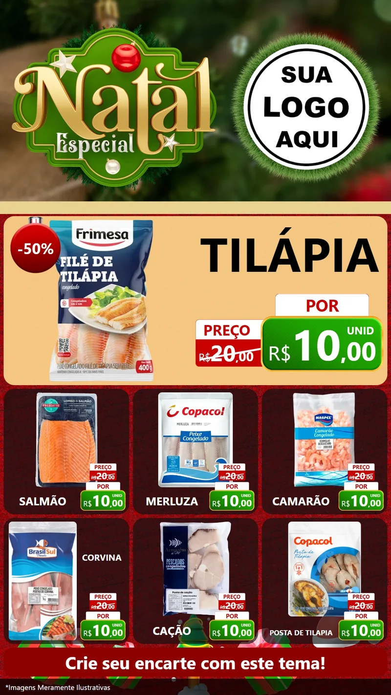 Modelo de Rede Social para Stories com o tema Natal Especial para Peixaria
