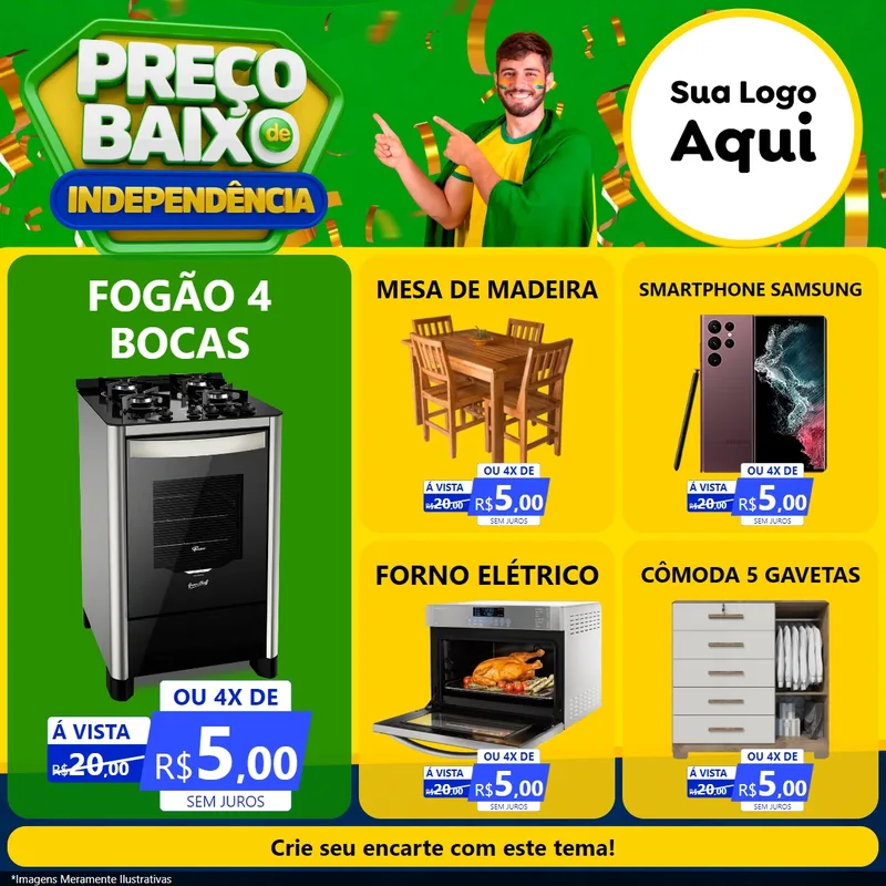 Modelo de Rede Social para Feed Facebook com o tema Preço Baixo de Independência para Móveis e Eletro