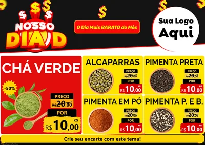 Modelo de Encarte para Encarte A4 Horizontal com o tema Nosso Dia D para Produtos Naturais
