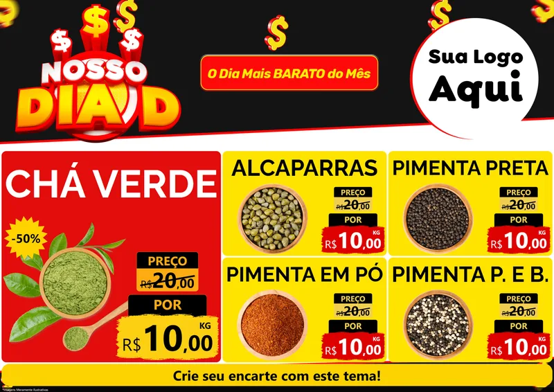Modelo de Encarte para Encarte A4 Horizontal com o tema Nosso Dia D para Produtos Naturais
