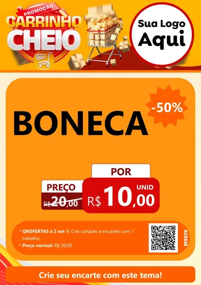 Modelo de Cartaz para Cartaz A4 Vertical com o tema Promoção carrinho cheio para Brinquedos