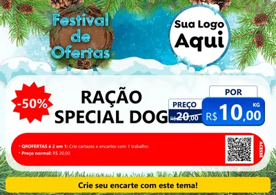 Modelo de Cartaz para Cartaz A4 Horizontal com o tema Festival de Ofertas - Inverno para Pet Shop