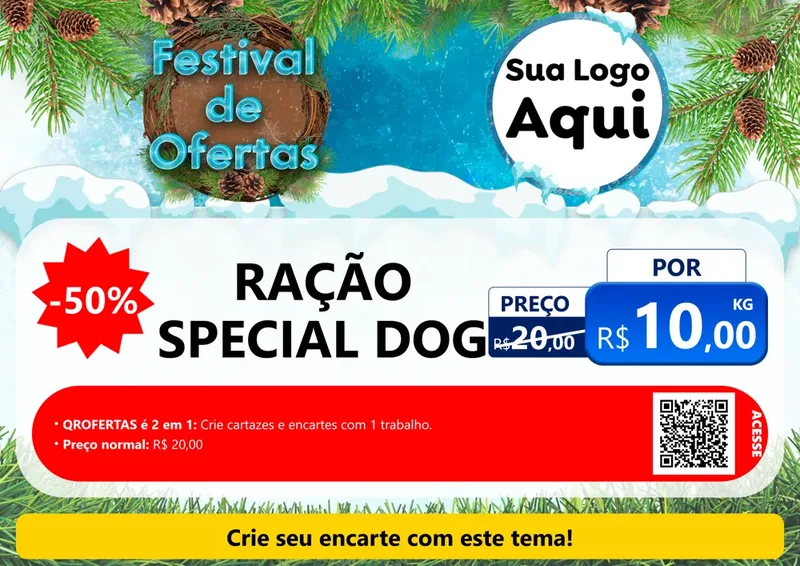 Modelo de Cartaz para Cartaz A4 Horizontal com o tema Festival de Ofertas - Inverno para Pet Shop