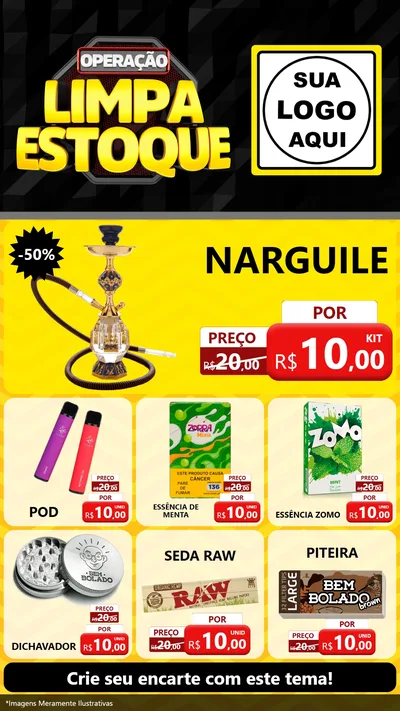 Modelo de Rede Social para Stories com o tema Operação Limpa Estoque para Tabacaria
