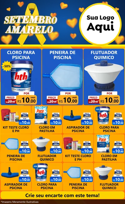 Modelo de Encarte para Encarte Grande com o tema Setembro Amarelo para Produtos para Piscina