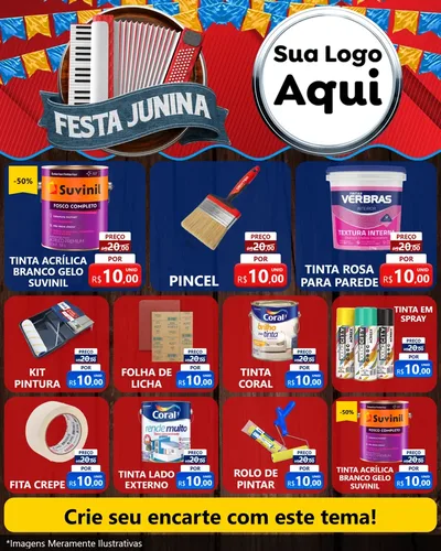 Modelo de Rede Social para Feed Instagram com o tema Festa Junina para Tintas e Ferramentas