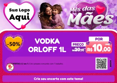Modelo de Cartaz para Cartaz A4 Horizontal com o tema Mês das Mães para Distribuidora de bebidas