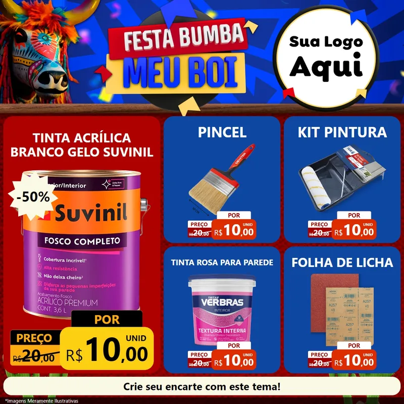 Modelo de Rede Social para Feed Facebook com o tema Festa Bumba meu Boi para Tintas e Ferramentas