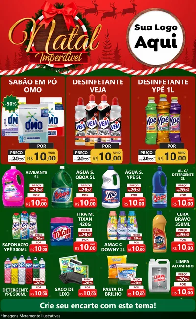Modelo de Encarte para Encarte Grande com o tema Natal Imperdível para Produtos de Limpeza