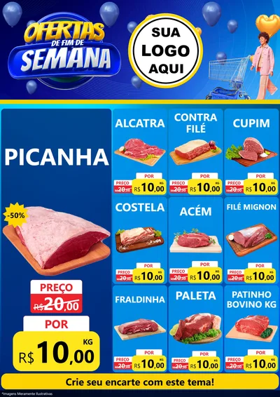Modelo de Encarte para Encarte A4 Vertical com o tema Ofertas de Fim de Semana para Açougue