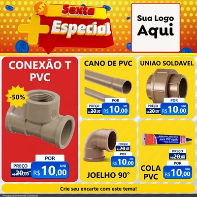 Modelo de Rede Social para Feed Facebook com o tema Sexta Mais Especial para Tubos e conexões