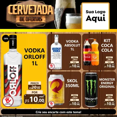 Modelo de Rede Social para Feed Facebook com o tema Cervejada de Ofertas para Distribuidora de bebidas