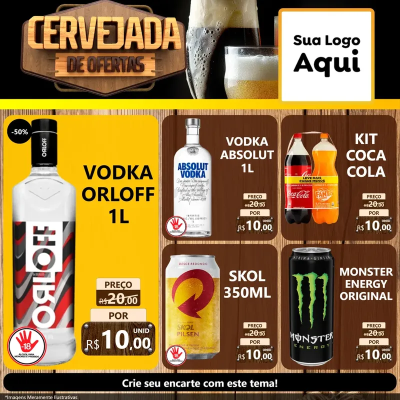 Modelo de Rede Social para Feed Facebook com o tema Cervejada de Ofertas para Distribuidora de bebidas