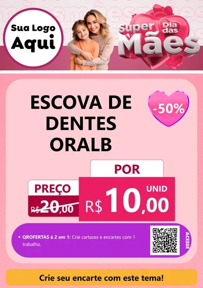Modelo de Cartaz para Cartaz A4 Vertical com o tema Super Dia Das Mães para Higiene Pessoal