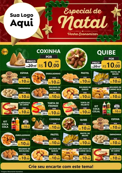 Modelo de Encarte para Encarte A4 Vertical com o tema Especial de Natal para Salgadaria