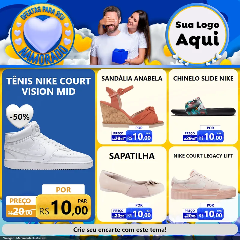 Modelo de Rede Social para Feed Facebook com o tema Ofertas Para Seu Namorado para Calçados