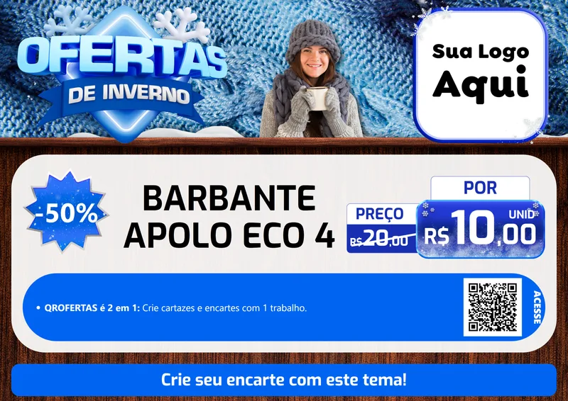 Modelo de Cartaz para Cartaz A4 Horizontal com o tema Ofertas de Inverno para Armarinho e Aviamentos