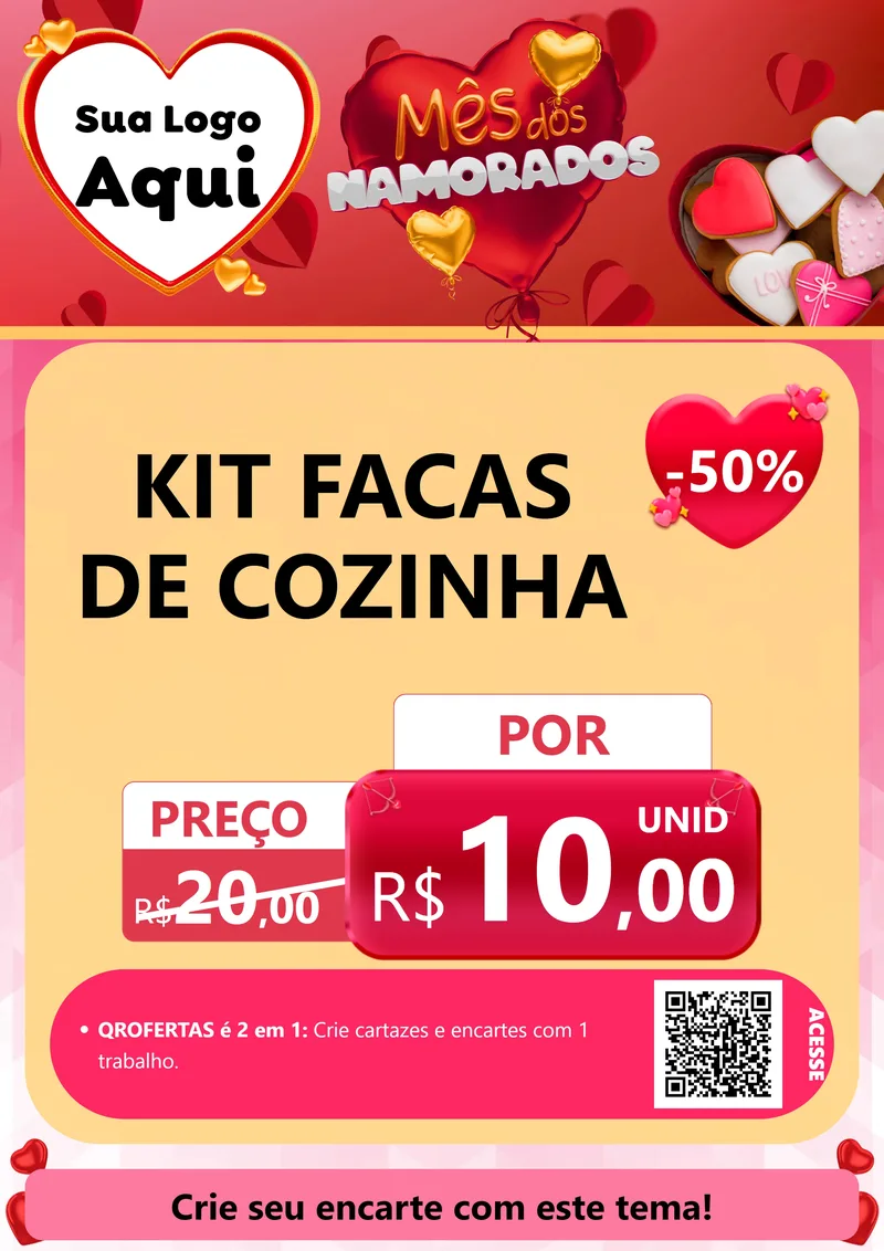 Modelo de Cartaz para Cartaz A4 Vertical com o tema Mês dos Namorados para Utilidades Domésticas