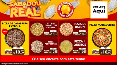 Modelo de TV para TV Horizontal com o tema Sabadou do Real para Pizzaria