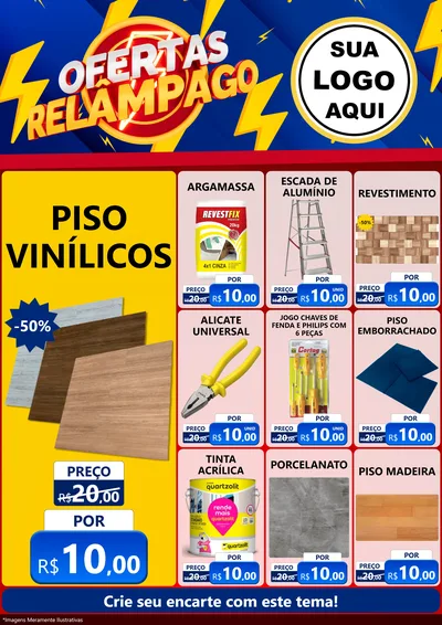 Modelo de Encarte para Encarte A4 Vertical com o tema Ofertas Relâmpago para Material para Construção