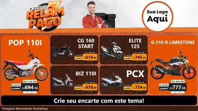 Modelo de TV para TV Horizontal com o tema Ofertas Relâmpago - Moto / Auto para Concessionaria de Motos