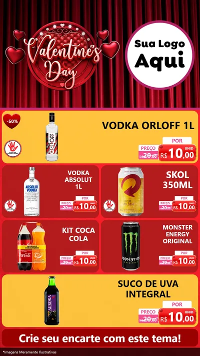 Modelo de TV para TV Vertical com o tema Valentine's Day para Distribuidora de bebidas