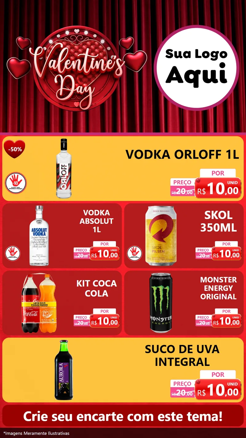 Modelo de TV para TV Vertical com o tema Valentine's Day para Distribuidora de bebidas