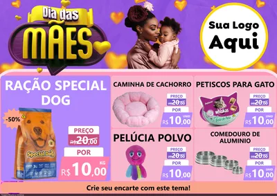 Modelo de Encarte para Encarte A4 Horizontal com o tema Dia das Mães para Pet Shop