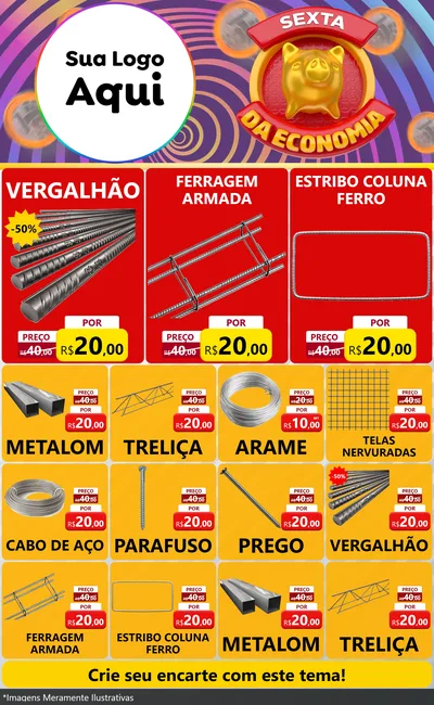 Modelo de Encarte para Encarte Grande com o tema Sexta da Economia para Ferragens