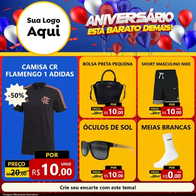 Modelo de Rede Social para Feed Facebook com o tema Aniversário para Roupas e acessórios