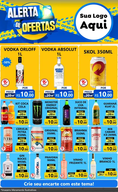Modelo de Encarte para Encarte Grande com o tema Alerta de Ofertas para Distribuidora de bebidas