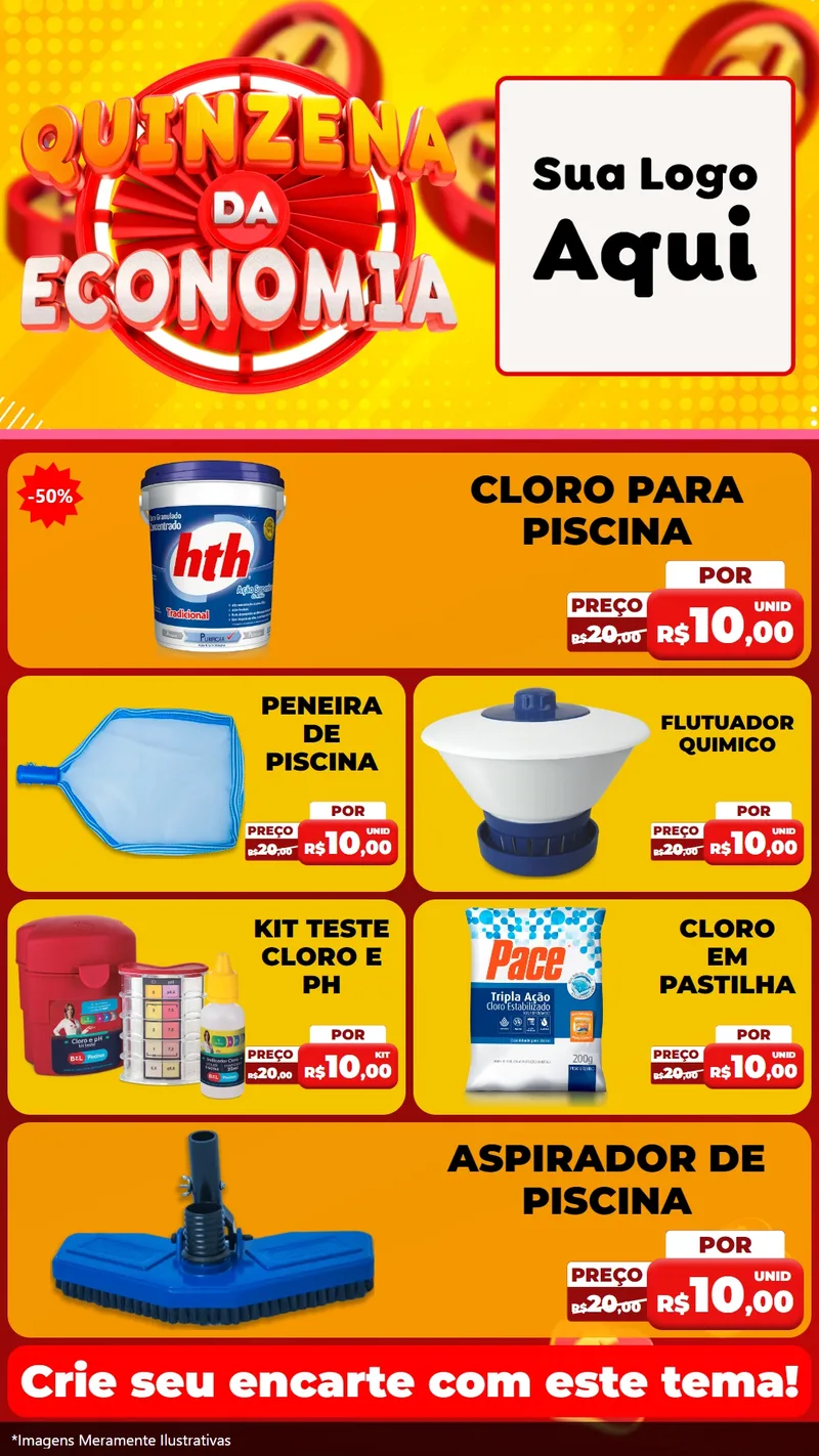 Modelo de TV para TV Vertical com o tema Quinzena Da Economia para Produtos para Piscina