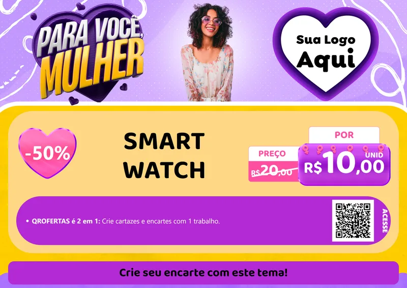 Modelo de Cartaz para Cartaz A4 Horizontal com o tema Para Você, Mulher para Informática