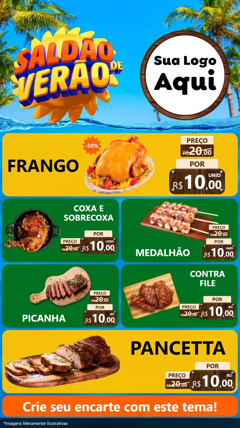 Modelo de TV para TV Vertical com o tema Saldão de Verão para Assados