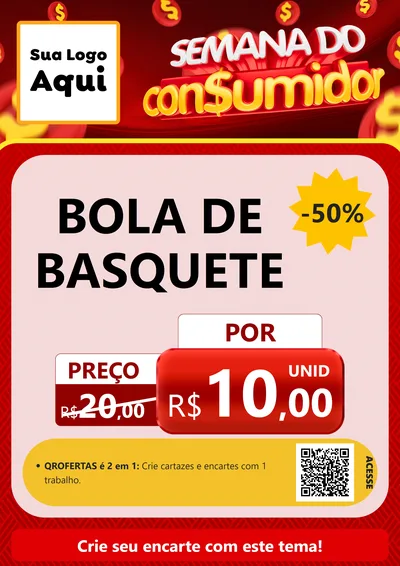 Modelo de Cartaz para Cartaz A4 Vertical com o tema Semana do Consumidor para Artigos Esportivos