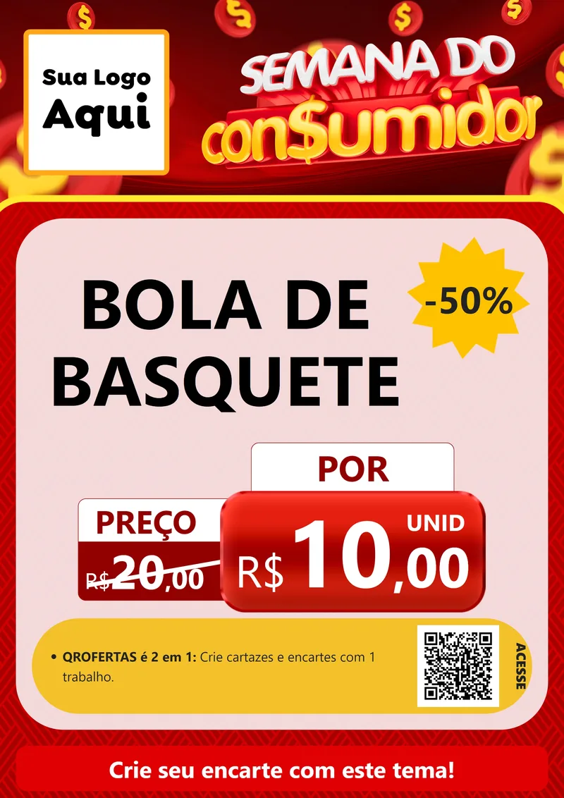 Modelo de Cartaz para Cartaz A4 Vertical com o tema Semana do Consumidor para Artigos Esportivos