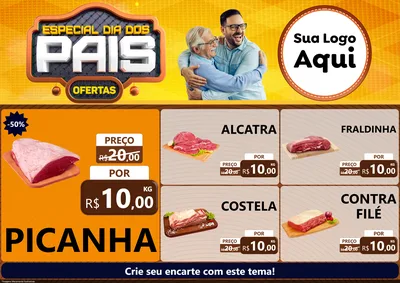 Modelo de Encarte para Encarte A4 Horizontal com o tema Especial Dia dos Pais para Açougue