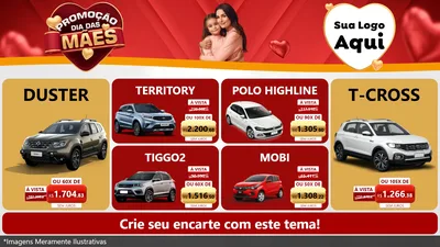 Modelo de TV para TV Horizontal com o tema Promoção Dia das Mães para Concessionaria de Carros